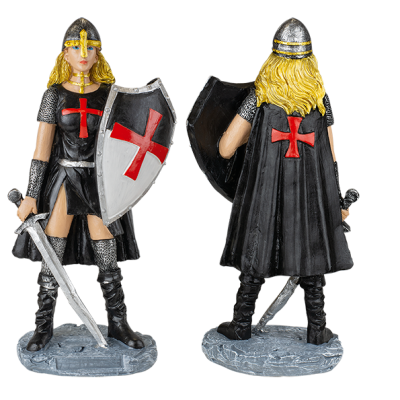 Caballeros Templarios Figura de Resina Mujer con Escudo y Espada - 1