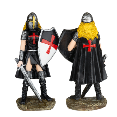 Resin Figure of the Knights Templar Woman with Sword Shield,12cms - 1
