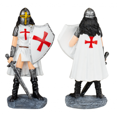 Knights Templar Resin Figure Woman with Shield and Sword, 8cms - 1