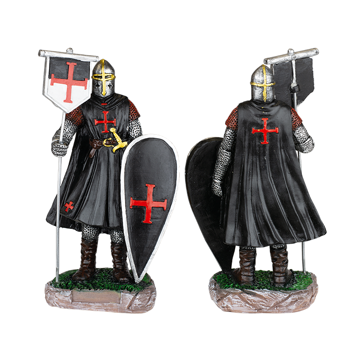 Figura de resina de los Caballeros Templarios con escudo y estandarte, 8cms - 1
