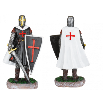 Knights Templar resin figure with shield and sword, 8cms - 1