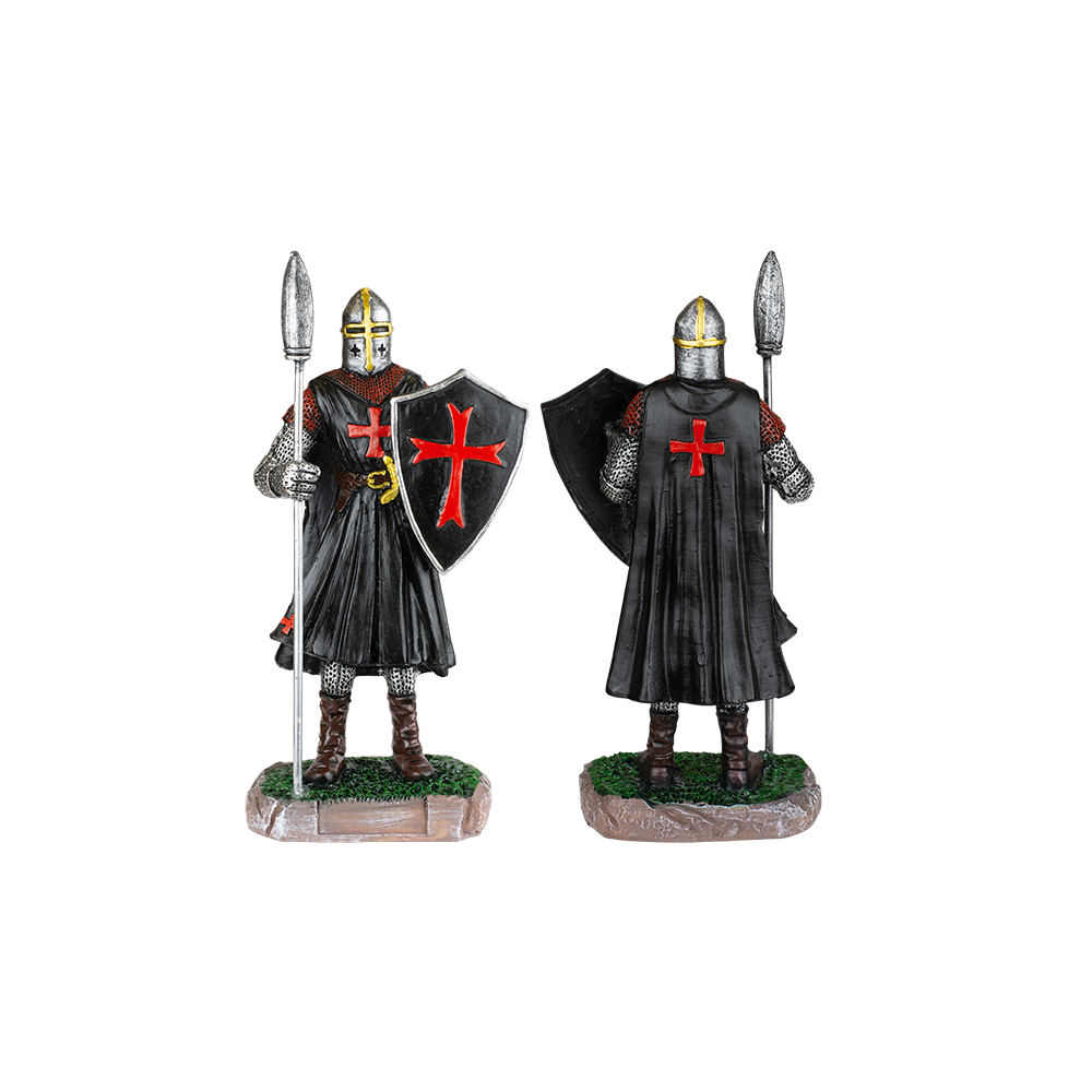 Figura de resina dos Cavaleiro Templário com escudo e lança, 8cms  - 1