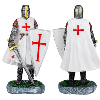 Figurine en résine des Templiers avec bouclier et épée, 30cms - 1