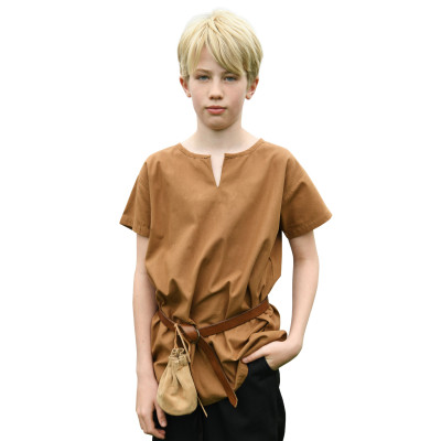 Linus Túnica Medieval para Niños, manga corta, beige marrón Inicio