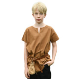 Tunique médiévale Linus pour enfant, manches courtes, beige marron ...