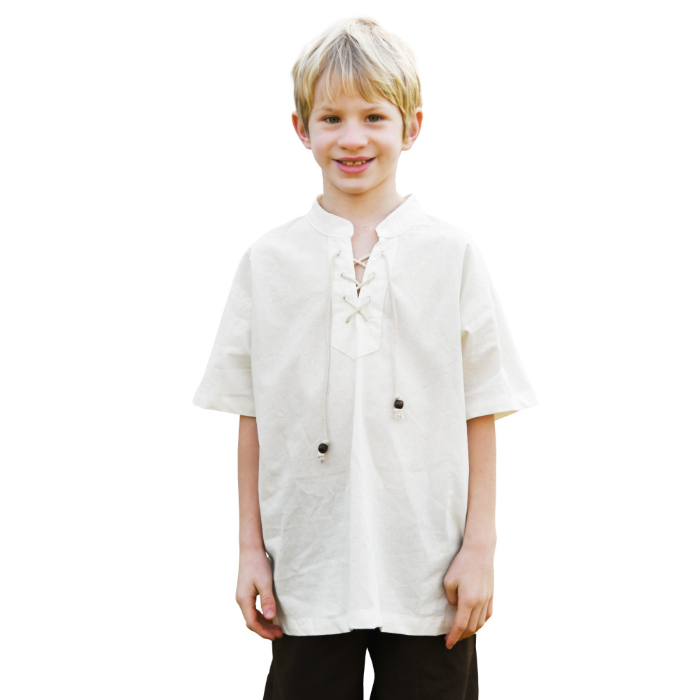 Camisa Medieval Nile para Niños, manga corta, color natural Inicio