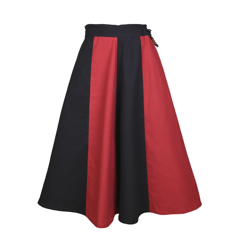 Gonna medievale Lucia per bambini, ampia svasata, nero/rosso Inizio