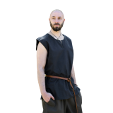 Túnica Medieval Básica Clement, sem mangas, azul escuro InícioInício