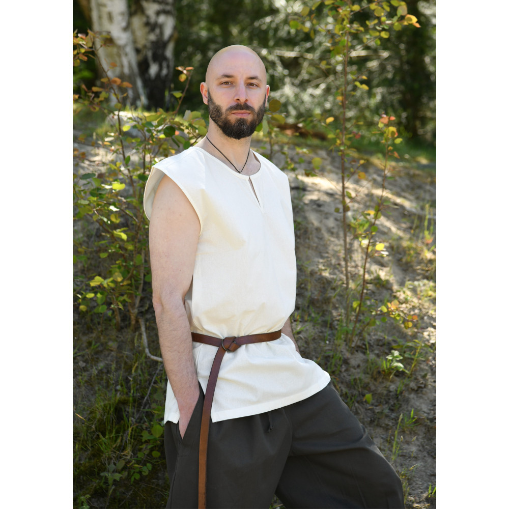 Túnica medieval básica Clement, sin mangas, color natural Inicio