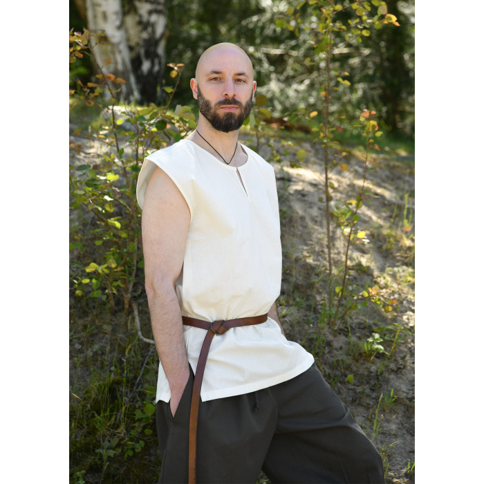 Túnica medieval básica Clement, sin mangas, color natural Inicio