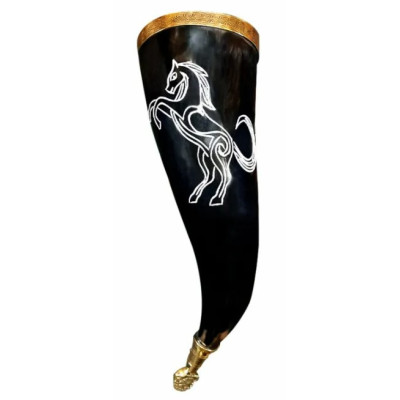 Chifre Viking cavalo esculpido à mão para beber InícioInício
