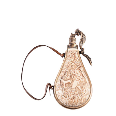 Fiaschetta di polvere da sparo, colore avorio, replica Inizio