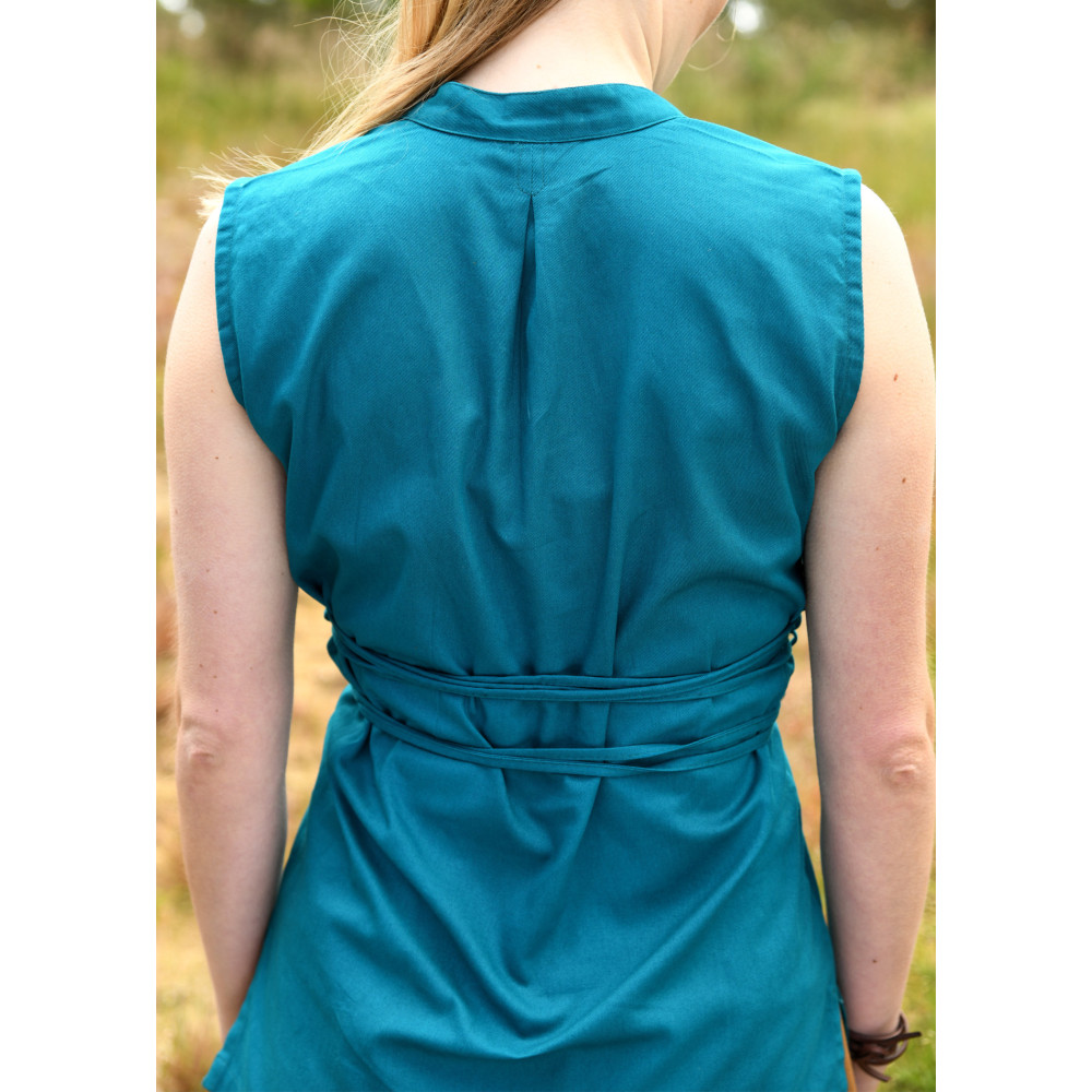 Blusa medieval sin mangas Levke, azul Inicio