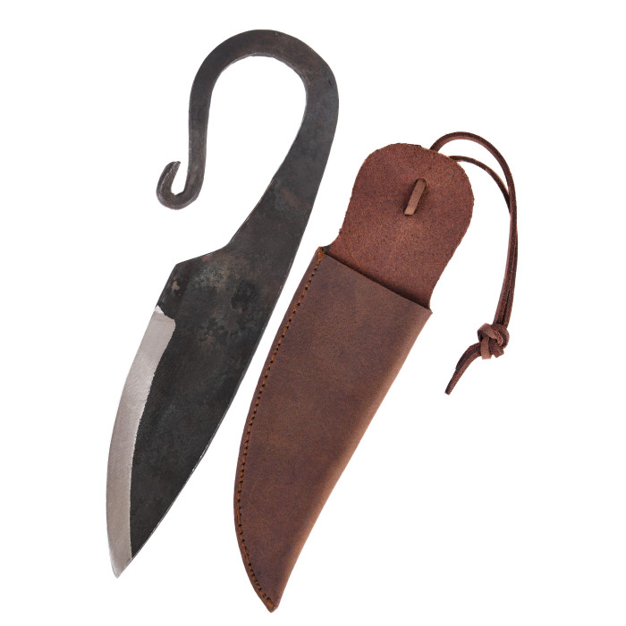 Faca Viking forjada à mão com bainha de couro marrom InícioInício