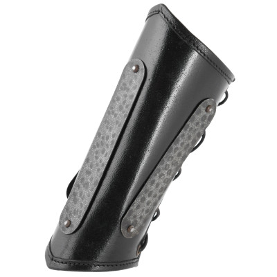 Braçadeira Balor de couro com detalhes em metal, preto InícioInício