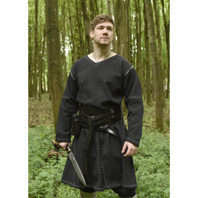 Kragelund Askur Medieval Tunic, Long Sleeve, Black   Big S M I XL X...