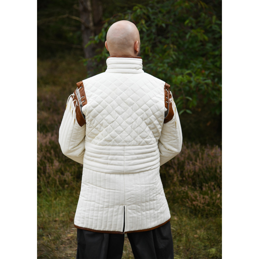 Gambeson Longo com Mangas Destacáveis e Couro, marrom-natural Iníci...