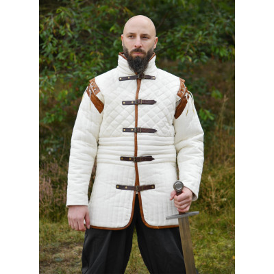 Gambeson Long avec Manches Détachables et Cuir, marron naturel Comm...