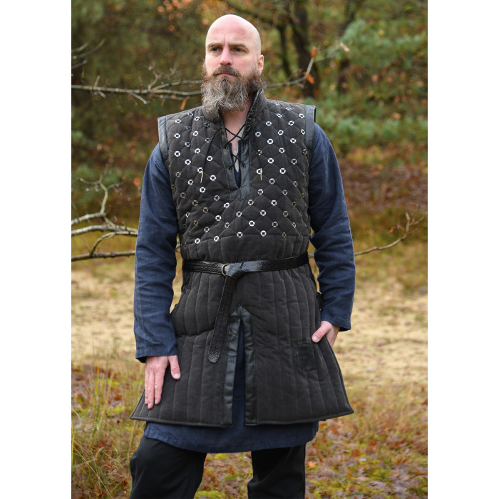 Gambeson sleeveless with handmade details, black   Größentabelle - ...