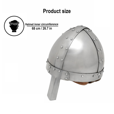 Norman Medieval Nasal Steel Helmet with Leather Lining 16 gauge Ste...