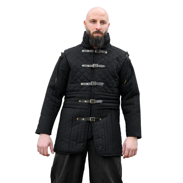 Gambeson longo com fivelas e mangas destacáveis, preto InícioInício
