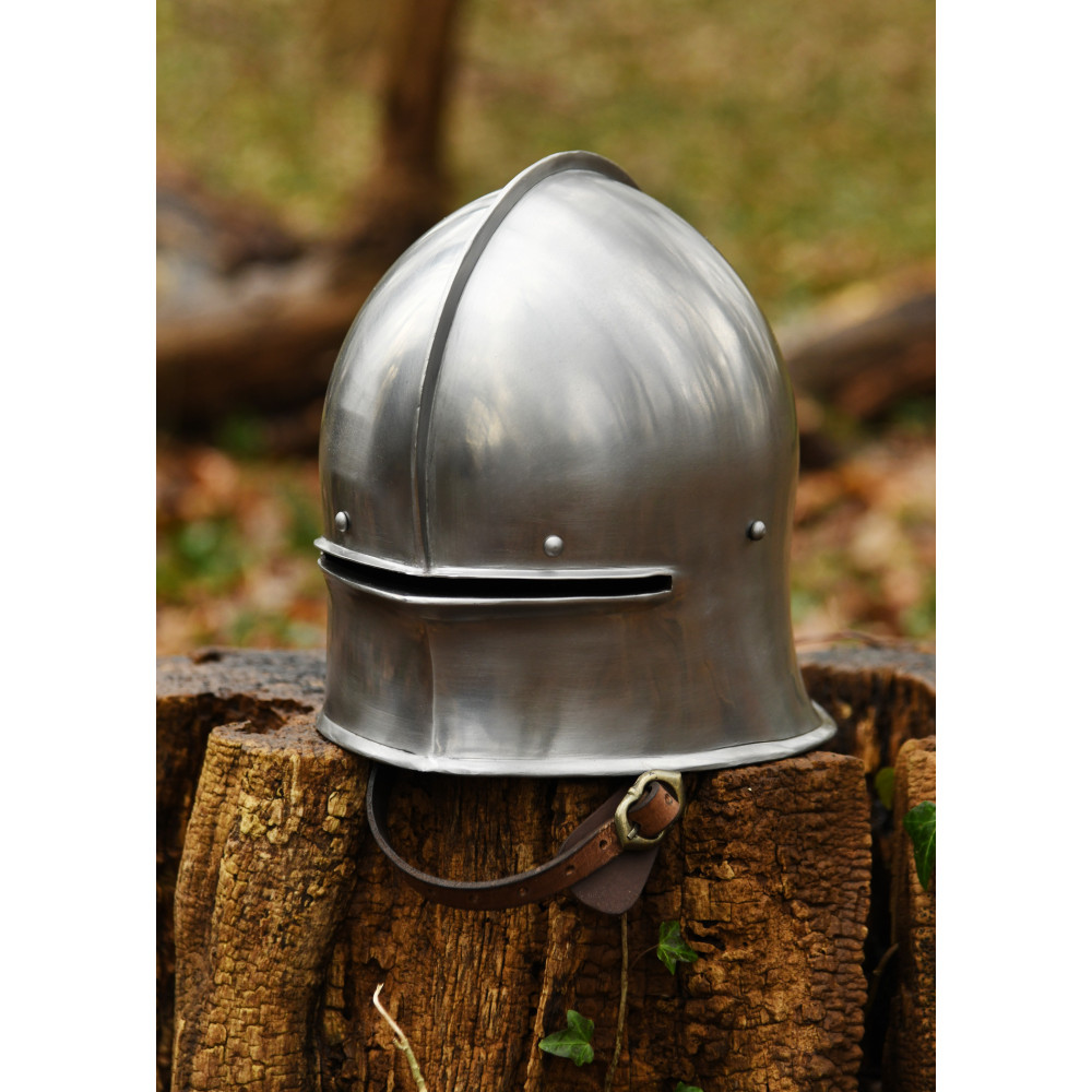 Casco básico, casco medieval, acero de 1,6 mm, siglo XV Inicio