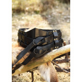 Cintura larga in pelle, doppia cintura con cuciture intrecciate, un...