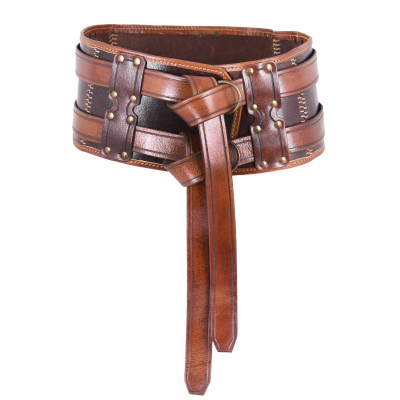 Ceinture double en cuir Balor, marron Commencement