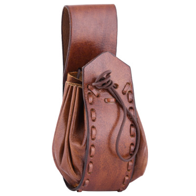 Bolso medieval de piel con lazo, marrón Inicio