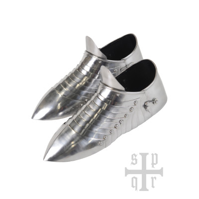 Medieval Plate Sabatons, 14º c., 1.5 mm Steel, Pair Note: the sleev...