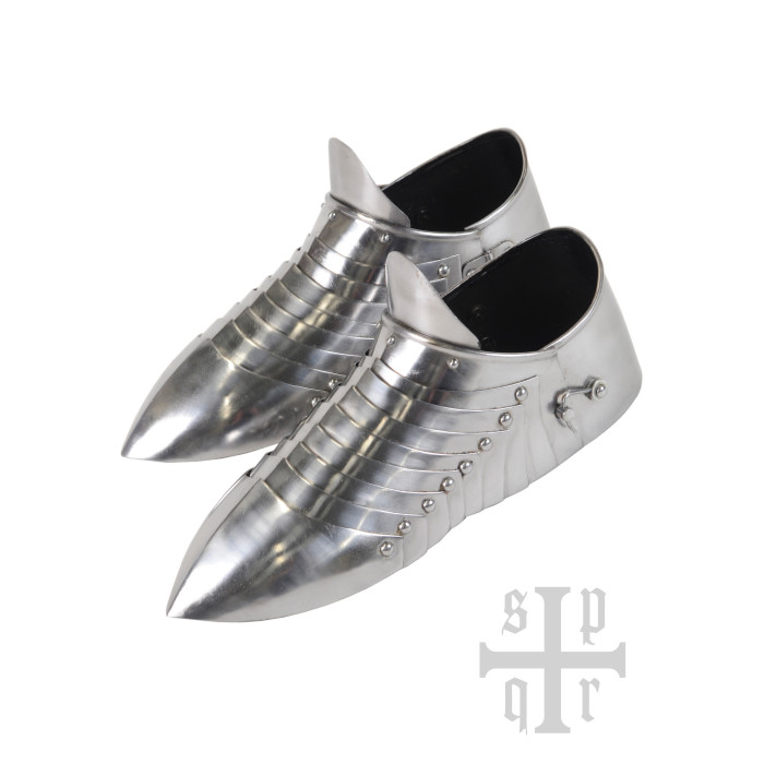 Sabatons de Placa Medievais, 14º c., Aço de 1,5 mm, Par InícioInício