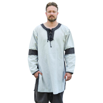 Túnica Medieval Sigval, Mistura de Tecidos, Aparência Usada, cinza ...
