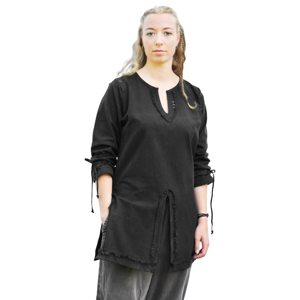 Túnica medieval Yrsa, aspecto usado, negro Inicio