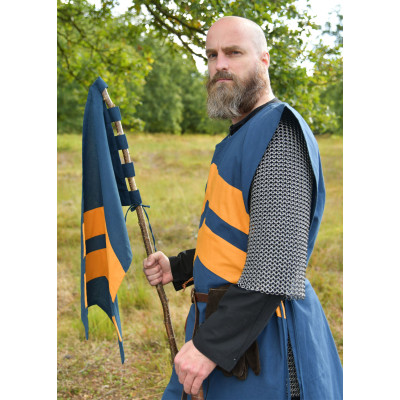 Tabard médiéval à rayures, bleu - jaune Commencement