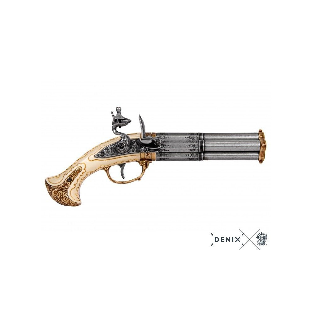 Pistol 4 pipes, France s.XVIII  - 1