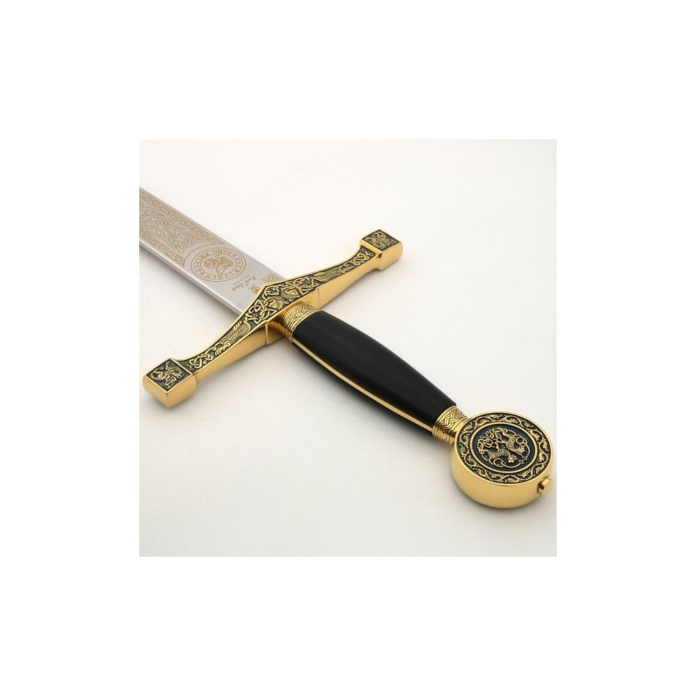 Espada Excalibur negro y oro  - 3