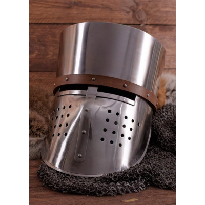 Cross-helmet, 2 mm steel, with leather coating  - 1