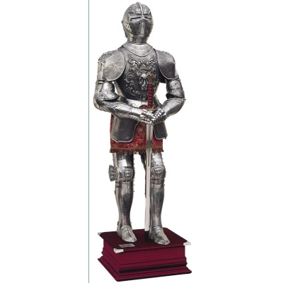 Armadura natural plateada con grabados  - 2