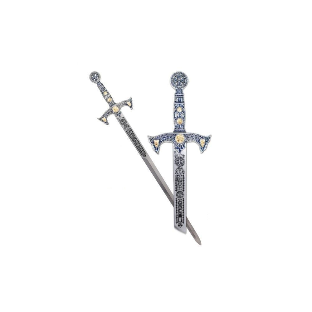Silver Templar Sword - Blue Enamel  - 3